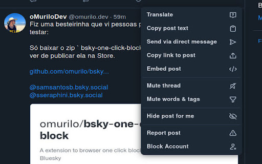1 click block bluesky user from Chrome web store to be run with OffiDocs Chromium online 1 click block bluesky user from Chrome web store to be run with OffiDocs Chromium online