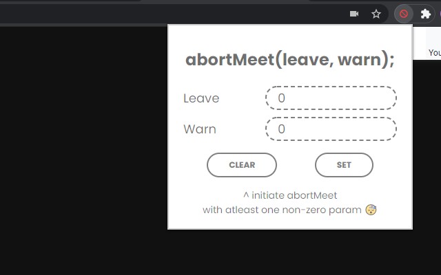Abort Meet from Chrome web store to be run with OffiDocs Chromium online Abort Meet from Chrome web store to be run with OffiDocs Chromium online