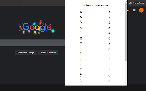 Accents Lettres from Chrome web store to be run with OffiDocs Chromium online Accents Lettres from Chrome web store to be run with OffiDocs Chromium online