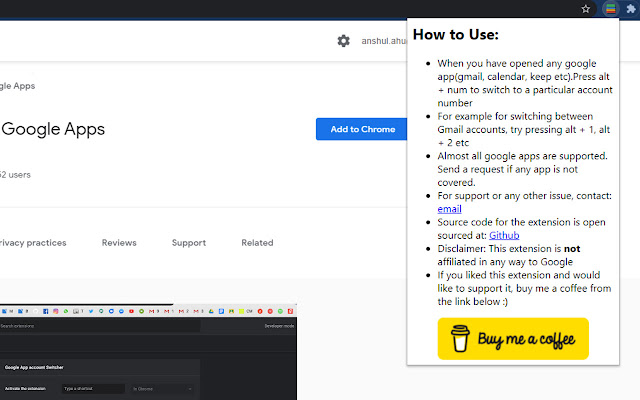 Account Switcher for Google Apps from Chrome web store to be run with OffiDocs Chromium online Account Switcher for Google Apps from Chrome web store to be run with OffiDocs Chromium online