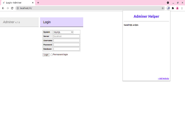 Adminer Helper from Chrome web store to be run with OffiDocs Chromium online Adminer Helper from Chrome web store to be run with OffiDocs Chromium online