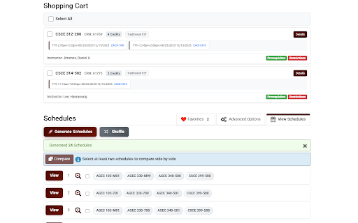 Aggie Schedule Builder Plus from Chrome web store to be run with OffiDocs Chromium online Aggie Schedule Builder Plus from Chrome web store to be run with OffiDocs Chromium online