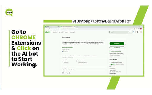 AI Upwork Proposal Generator Bot from Chrome web store to be run with OffiDocs Chromium online AI Upwork Proposal Generator Bot from Chrome web store to be run with OffiDocs Chromium online