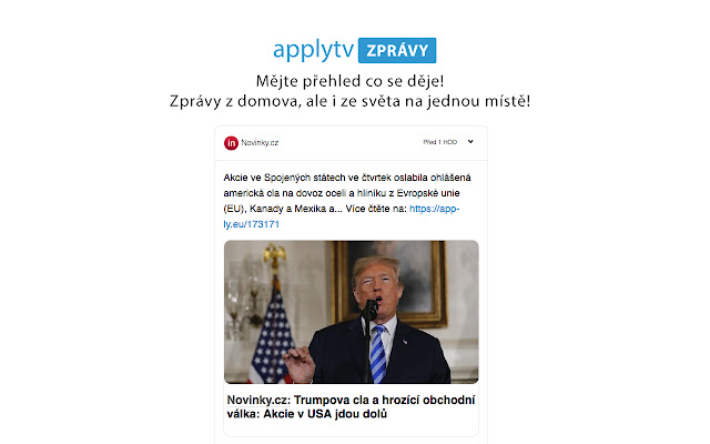Applytv Zprávy from Chrome web store to be run with OffiDocs Chromium online Applytv Zprávy from Chrome web store to be run with OffiDocs Chromium online