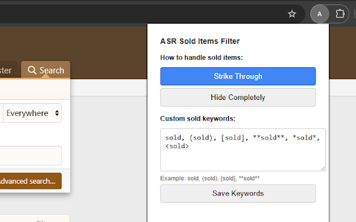 ASR Sold Items Filter from Chrome web store to be run with OffiDocs Chromium online ASR Sold Items Filter from Chrome web store to be run with OffiDocs Chromium online