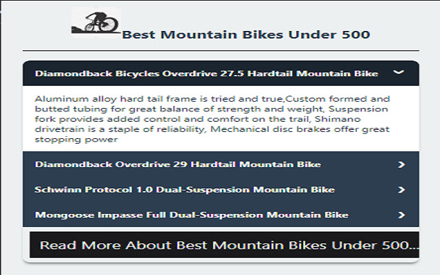 Best Mountain Bikes Under 500 from Chrome web store to be run with OffiDocs Chromium online Best Mountain Bikes Under 500 from Chrome web store to be run with OffiDocs Chromium online