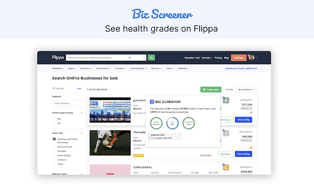 Biz Screener from Chrome web store to be run with OffiDocs Chromium online Biz Screener from Chrome web store to be run with OffiDocs Chromium online