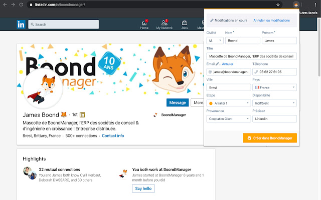 BoondManager for LinkedIn from Chrome web store to be run with OffiDocs Chromium online BoondManager for LinkedIn from Chrome web store to be run with OffiDocs Chromium online