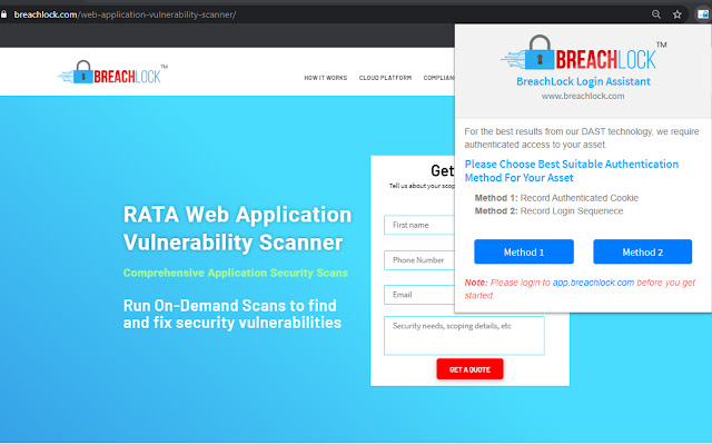 BreachLock Platform Login Assistant from Chrome web store to be run with OffiDocs Chromium online BreachLock Platform Login Assistant from Chrome web store to be run with OffiDocs Chromium online