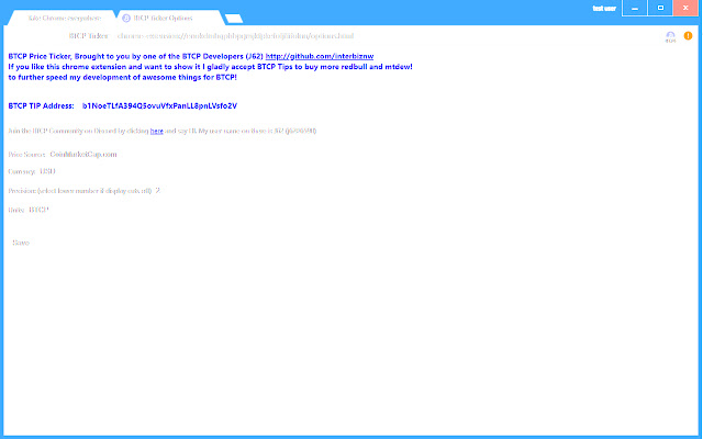 BTCP Ticker from Chrome web store to be run with OffiDocs Chromium online BTCP Ticker from Chrome web store to be run with OffiDocs Chromium online