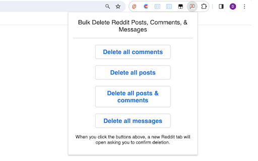 Bulk Delete Reddit Posts Comments History from Chrome web store to be run with OffiDocs Chromium online Bulk Delete Reddit Posts Comments History from Chrome web store to be run with OffiDocs Chromium online