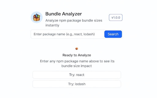 Bundle Size Analyzer from Chrome web store to be run with OffiDocs Chromium online Bundle Size Analyzer from Chrome web store to be run with OffiDocs Chromium online