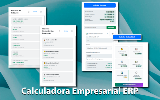 Calculadora Empresarial ERP from Chrome web store to be run with OffiDocs Chromium online Calculadora Empresarial ERP from Chrome web store to be run with OffiDocs Chromium online