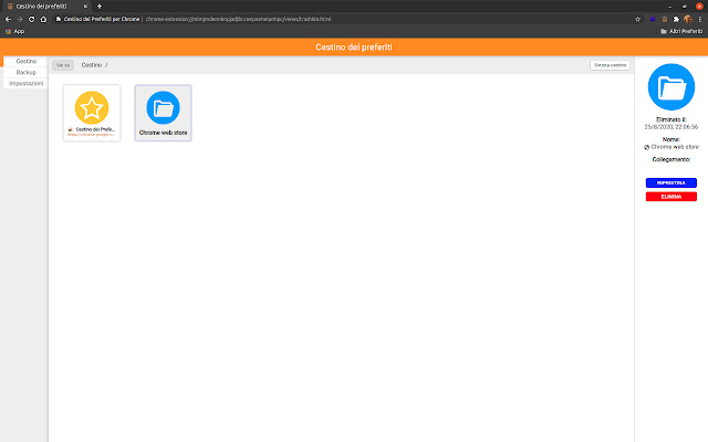 Cestino dei Preferiti per Chrome from Chrome web store to be run with OffiDocs Chromium online Cestino dei Preferiti per Chrome from Chrome web store to be run with OffiDocs Chromium online