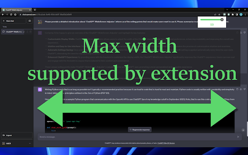 ChatGPT WideScreen Adjuster from Chrome web store to be run with OffiDocs Chromium online ChatGPT WideScreen Adjuster from Chrome web store to be run with OffiDocs Chromium online