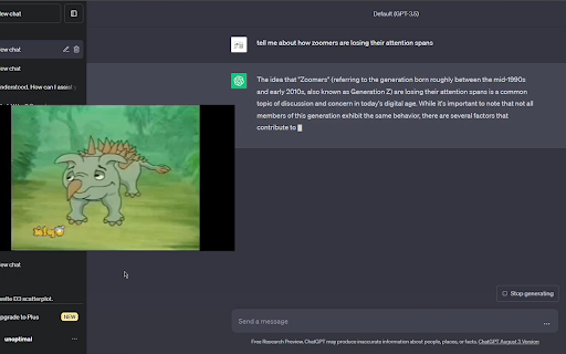 ChatGPT YouTube Player from Chrome web store to be run with OffiDocs Chromium online ChatGPT YouTube Player from Chrome web store to be run with OffiDocs Chromium online