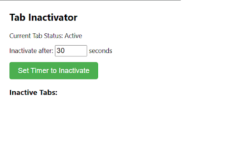 Chrome Tab Inactivator from Chrome web store to be run with OffiDocs Chromium online Chrome Tab Inactivator from Chrome web store to be run with OffiDocs Chromium online