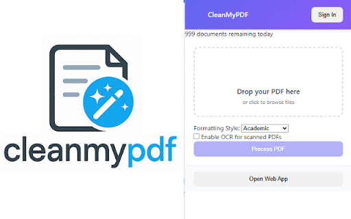 CleanMyPDF AI PDF Text Extractor from Chrome web store to be run with OffiDocs Chromium online CleanMyPDF AI PDF Text Extractor from Chrome web store to be run with OffiDocs Chromium online