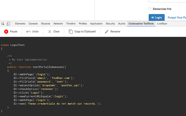 Codeception TestTools from Chrome web store to be run with OffiDocs Chromium online Codeception TestTools from Chrome web store to be run with OffiDocs Chromium online