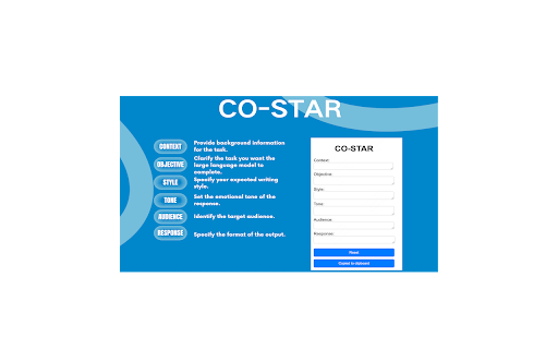 CO STAR from Chrome web store to be run with OffiDocs Chromium online CO STAR from Chrome web store to be run with OffiDocs Chromium online