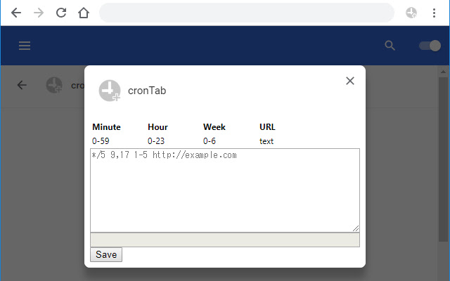 cronTab from Chrome web store to be run with OffiDocs Chromium online cronTab from Chrome web store to be run with OffiDocs Chromium online