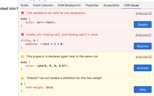 CSS Issues Panel from Chrome web store to be run with OffiDocs Chromium online CSS Issues Panel from Chrome web store to be run with OffiDocs Chromium online