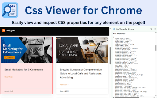 Css Viewer for Chrome from Chrome web store to be run with OffiDocs Chromium online Css Viewer for Chrome from Chrome web store to be run with OffiDocs Chromium online