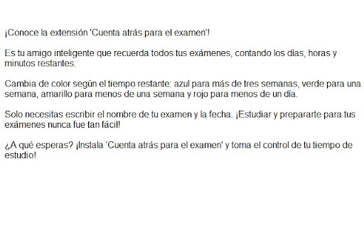 Cuenta atrás para el examen from Chrome web store to be run with OffiDocs Chromium online Cuenta atrás para el examen from Chrome web store to be run with OffiDocs Chromium online
