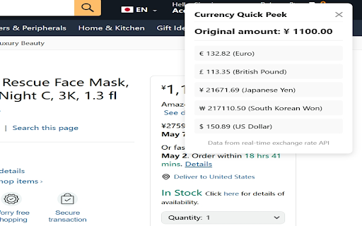CurrencyQuickPeek from Chrome web store to be run with OffiDocs Chromium online CurrencyQuickPeek from Chrome web store to be run with OffiDocs Chromium online