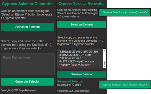 Cypress Selector Generator from Chrome web store to be run with OffiDocs Chromium online Cypress Selector Generator from Chrome web store to be run with OffiDocs Chromium online
