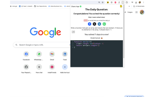 DailyQ Coding Practice from Chrome web store to be run with OffiDocs Chromium online DailyQ Coding Practice from Chrome web store to be run with OffiDocs Chromium online