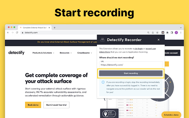Detectify Recorder from Chrome web store to be run with OffiDocs Chromium online Detectify Recorder from Chrome web store to be run with OffiDocs Chromium online