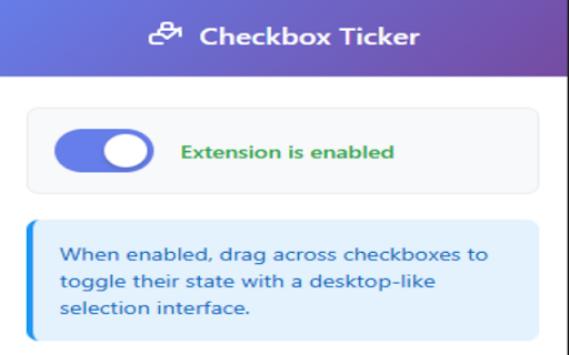 Drag to Select Checkboxes from Chrome web store to be run with OffiDocs Chromium online Drag to Select Checkboxes from Chrome web store to be run with OffiDocs Chromium online