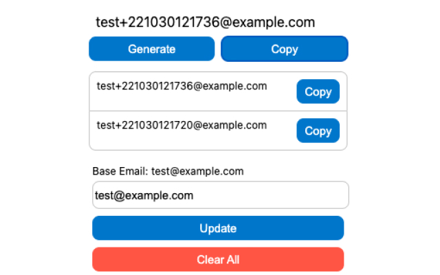 Email Alias Generator from Chrome web store to be run with OffiDocs Chromium online Email Alias Generator from Chrome web store to be run with OffiDocs Chromium online