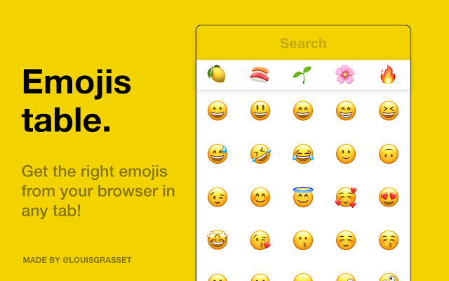 Emojis table from Chrome web store to be run with OffiDocs Chromium online Emojis table from Chrome web store to be run with OffiDocs Chromium online