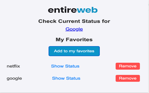 Entireweb Status Checker from Chrome web store to be run with OffiDocs Chromium online Entireweb Status Checker from Chrome web store to be run with OffiDocs Chromium online