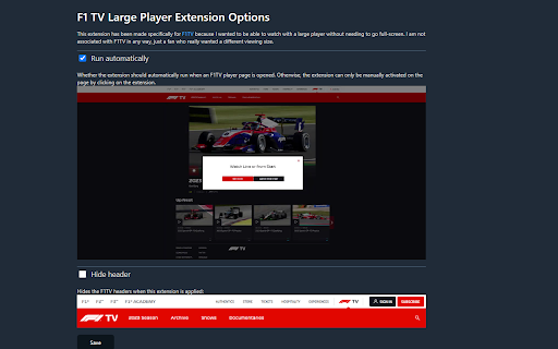 F1 TV Large Player from Chrome web store to be run with OffiDocs Chromium online F1 TV Large Player from Chrome web store to be run with OffiDocs Chromium online