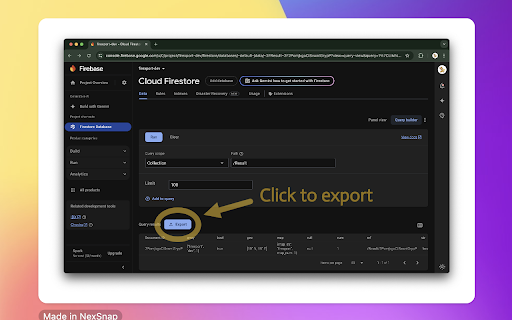 firestore export in one click from Chrome web store to be run with OffiDocs Chromium online firestore export in one click from Chrome web store to be run with OffiDocs Chromium online