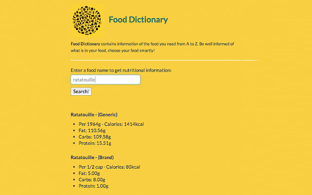 Food Dictionary from Chrome web store to be run with OffiDocs Chromium online Food Dictionary from Chrome web store to be run with OffiDocs Chromium online