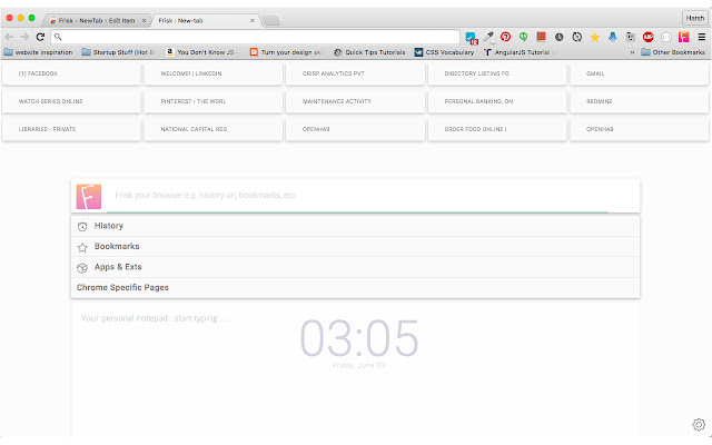 Frisk NewTab from Chrome web store to be run with OffiDocs Chromium online Frisk NewTab from Chrome web store to be run with OffiDocs Chromium online