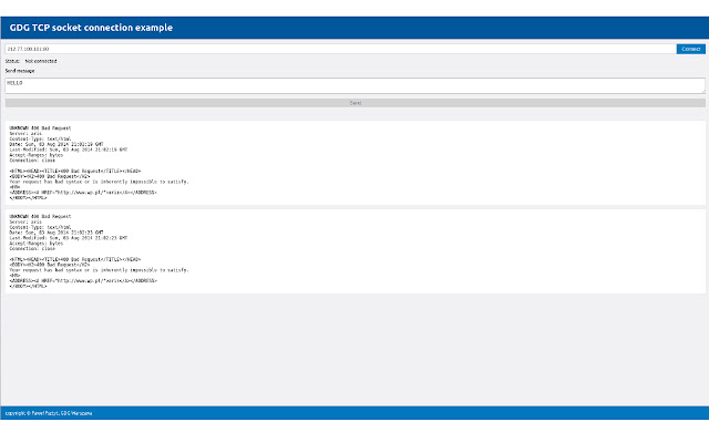 GDG Warsaw Socket Connector app from Chrome web store to be run with OffiDocs Chromium online GDG Warsaw Socket Connector app from Chrome web store to be run with OffiDocs Chromium online