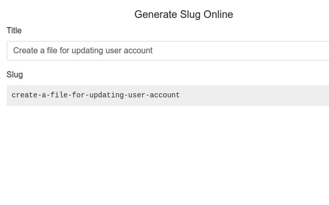 Generate Slug Online from Chrome web store to be run with OffiDocs Chromium online Generate Slug Online from Chrome web store to be run with OffiDocs Chromium online
