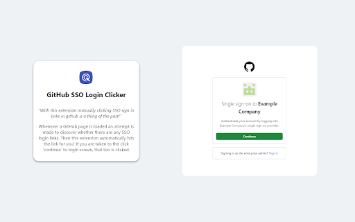 GitHub SSO Login Clicker from Chrome web store to be run with OffiDocs Chromium online GitHub SSO Login Clicker from Chrome web store to be run with OffiDocs Chromium online