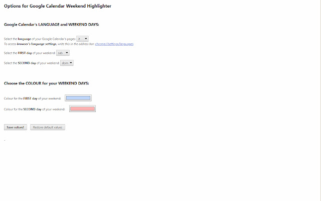 Google Calendar Weekend Highlighter from Chrome web store to be run with OffiDocs Chromium online Google Calendar Weekend Highlighter from Chrome web store to be run with OffiDocs Chromium online