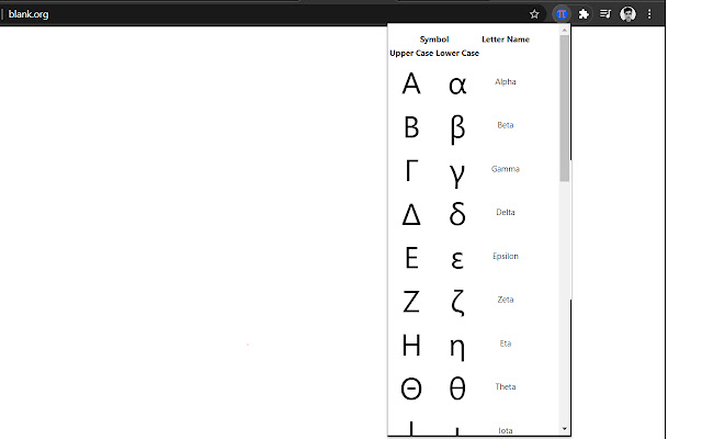 Greek alphabet from Chrome web store to be run with OffiDocs Chromium online Greek alphabet from Chrome web store to be run with OffiDocs Chromium online