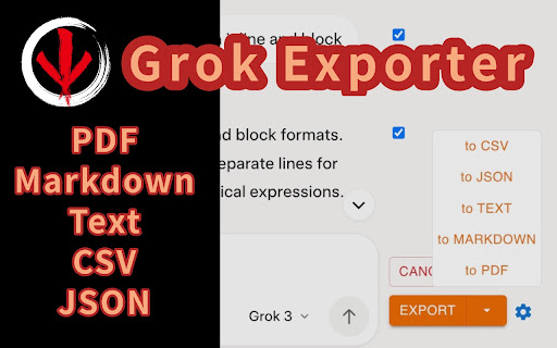Grok Exporter Grok to PDF, MD, and more from Chrome web store to be run with OffiDocs Chromium online Grok Exporter Grok to PDF, MD, and more from Chrome web store to be run with OffiDocs Chromium online