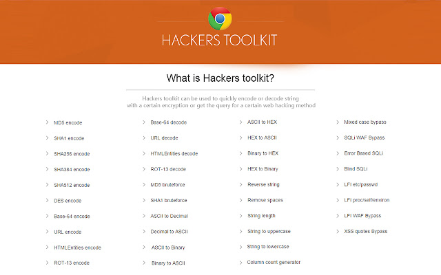 Hackers toolkit from Chrome web store to be run with OffiDocs Chromium online Hackers toolkit from Chrome web store to be run with OffiDocs Chromium online