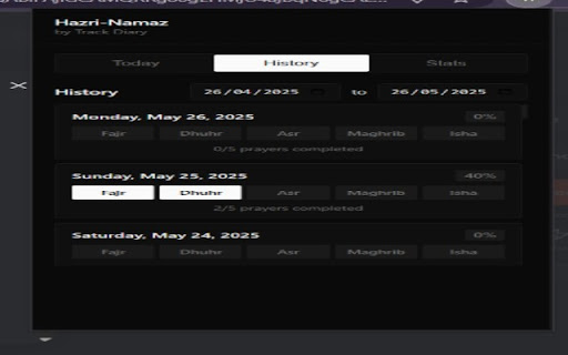 Hazri Namaz by Track Diary from Chrome web store to be run with OffiDocs Chromium online Hazri Namaz by Track Diary from Chrome web store to be run with OffiDocs Chromium online