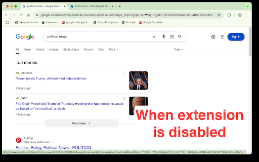 Hide Google News Tab and Top Stories from Chrome web store to be run with OffiDocs Chromium online Hide Google News Tab and Top Stories from Chrome web store to be run with OffiDocs Chromium online