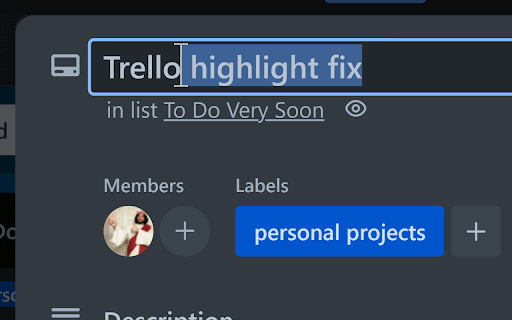 Highlight Fix for Trello from Chrome web store to be run with OffiDocs Chromium online Highlight Fix for Trello from Chrome web store to be run with OffiDocs Chromium online